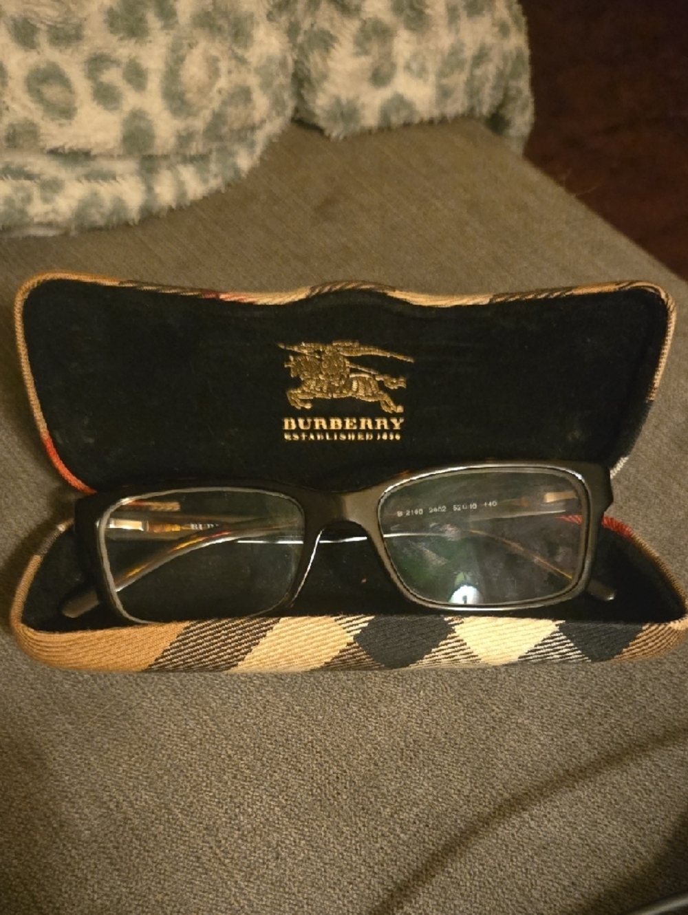 Burberry Black and Silver Rectangular Eyeglass Frames - Picture 6 of 6